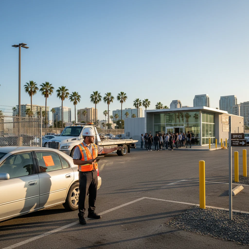 A Los Angeles Official Police Garage lot where towed and impounded vehicles are held